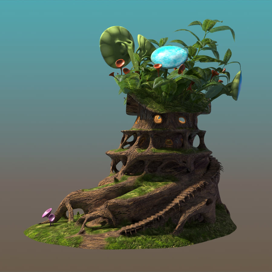 3D Cartoon Fantasy House model 3D Model
