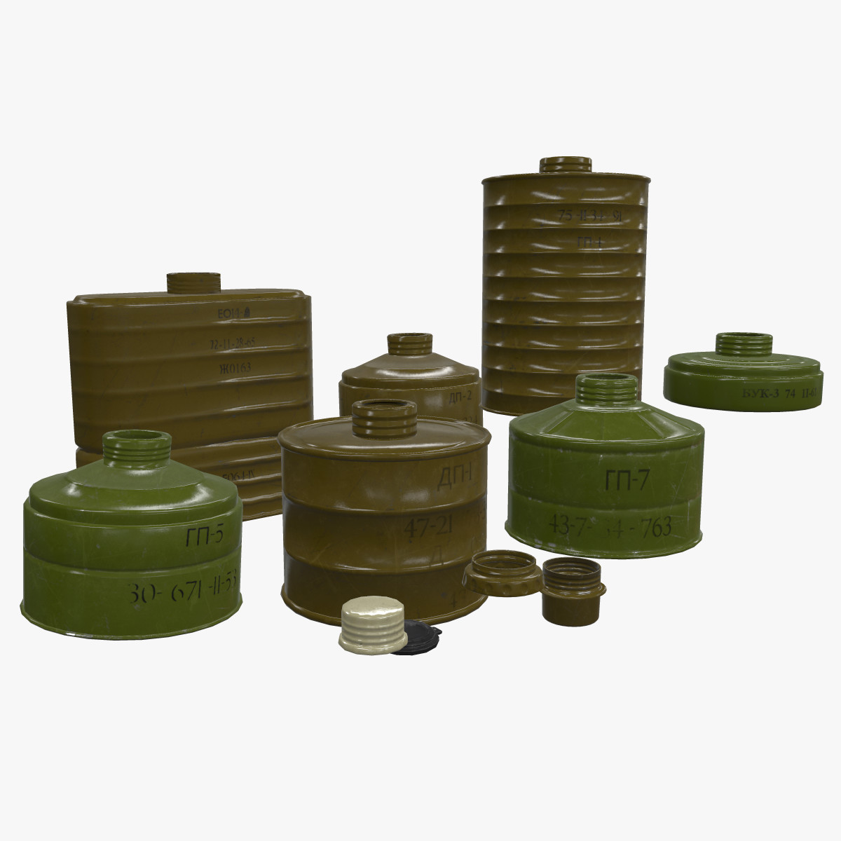 Filters gas mask pack 3D Model