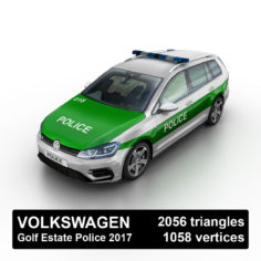 3D VW Golf R-line Estate Police 2017 model 3D Model