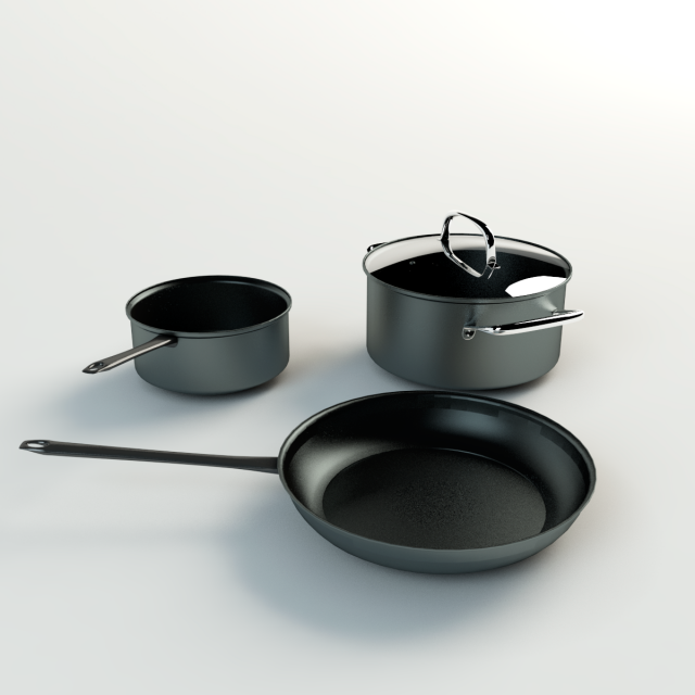 Set of Pans 3D Model