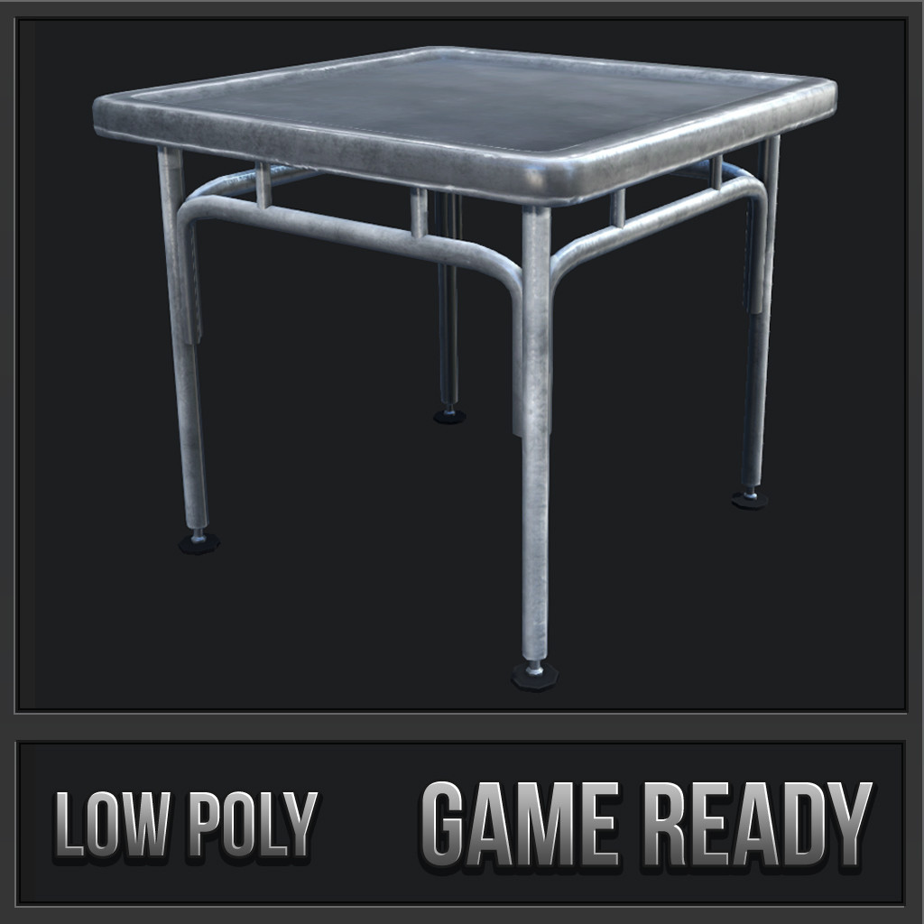 Small Industrial Steel Table 3D model 3D Model