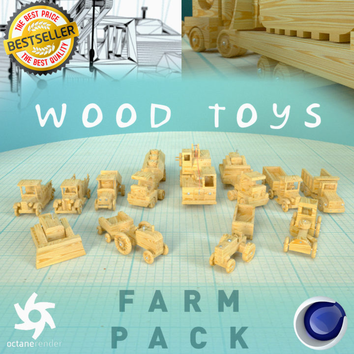 3D model Wood Toys Farm Pack 3D Model