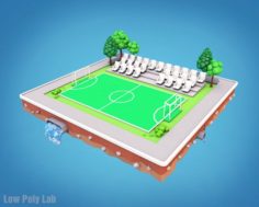 Cartoon Football Field Low Poly 3D Model 3D Model