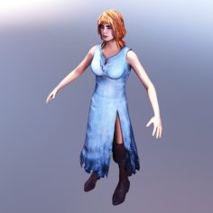 Woman in Blue Dress Free 3D Model