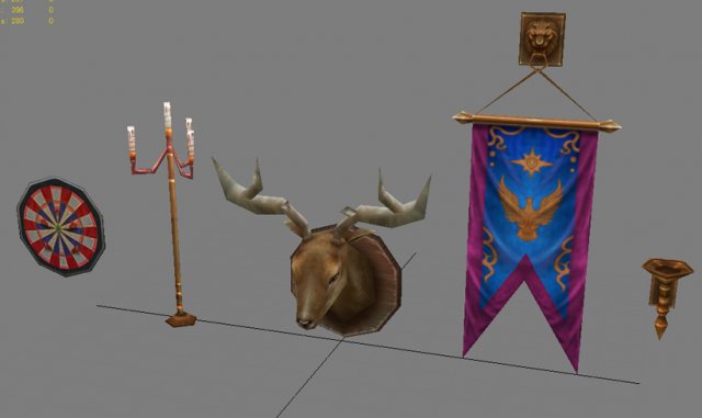 Game Model Arena – gizmos shield decorations candl 3D Model