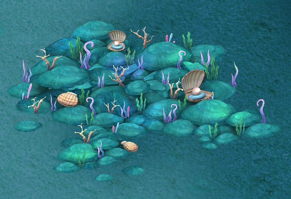 Submarine cartoon world – Coral bacteria heap 3D Model