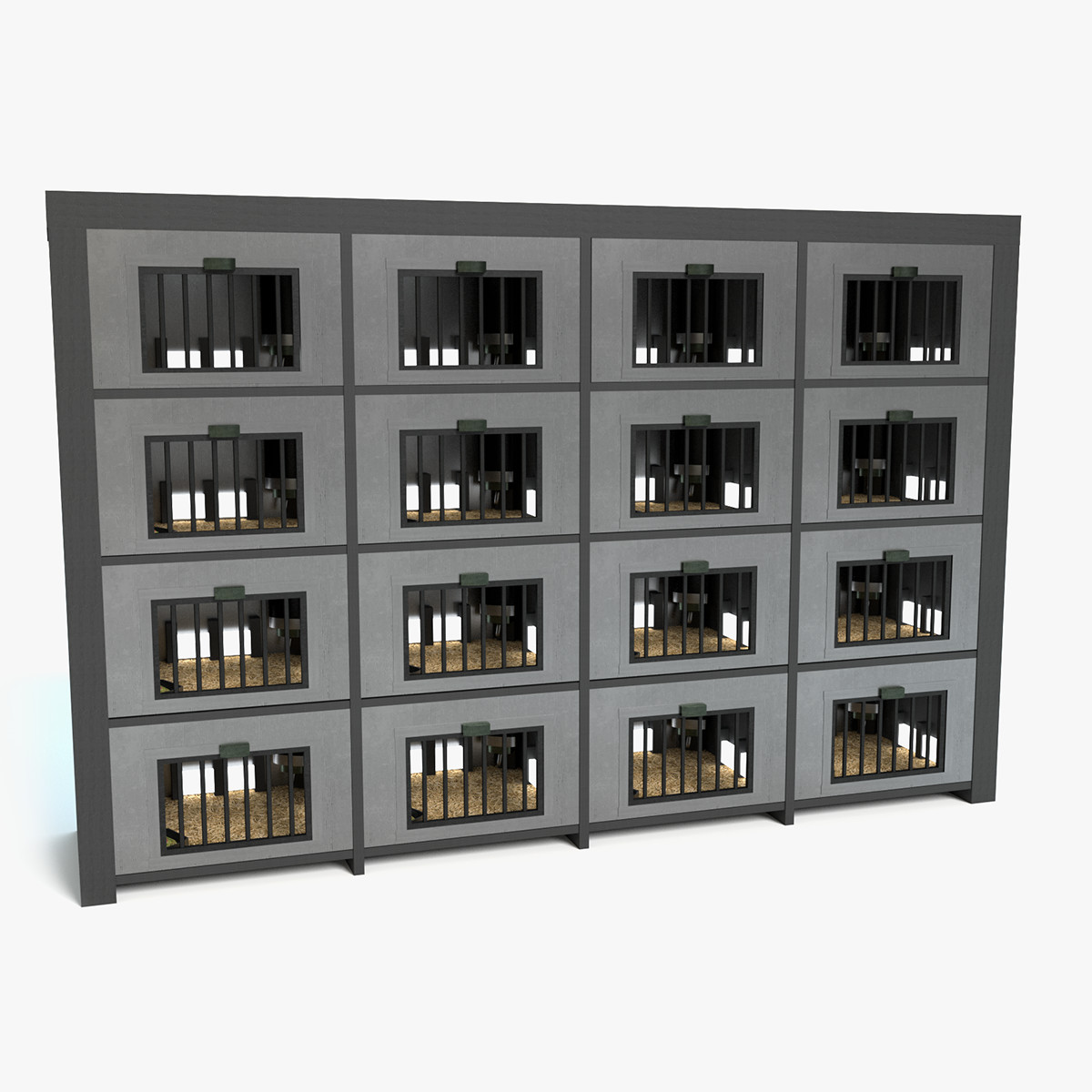 Sci-fi Animal Cages with Bars 3D Model