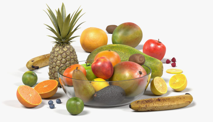 Fruit in Bowl 3D Model