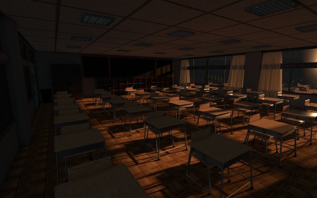 Classic Japance Classroom 3D Model