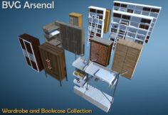 Wardrobe and Bookcase Collection 3D Model