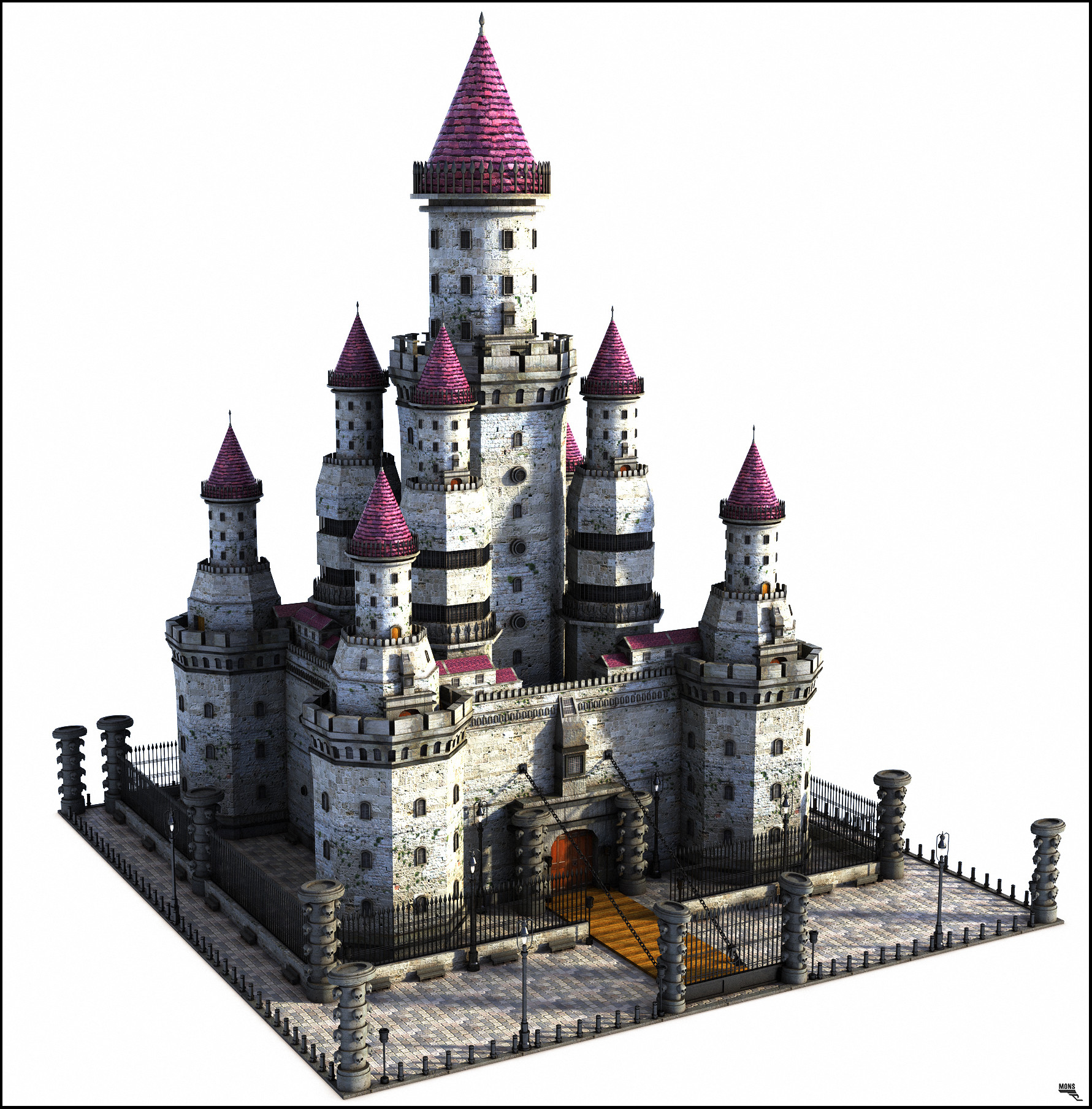 3D Fantasy Castle 3D Model 3DHunt.co