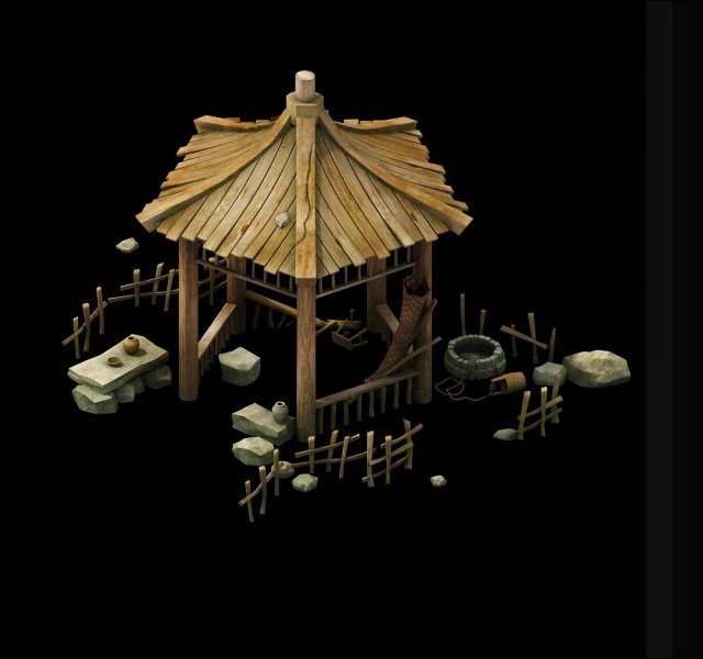 Game Model – prairie scene – wooden gazebo 02 01 3D Model