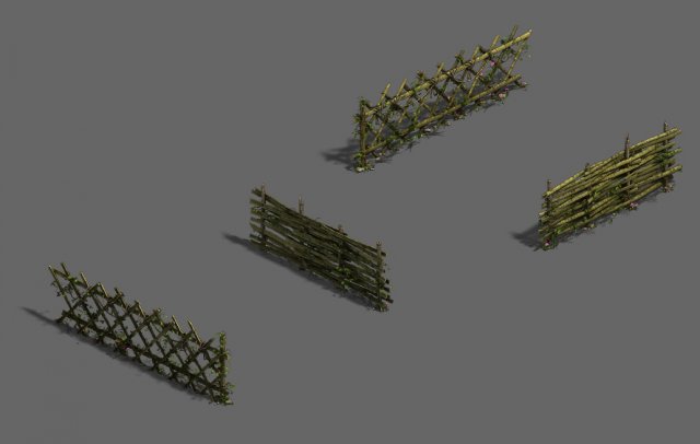 Forest objects – bamboo fence 3D Model