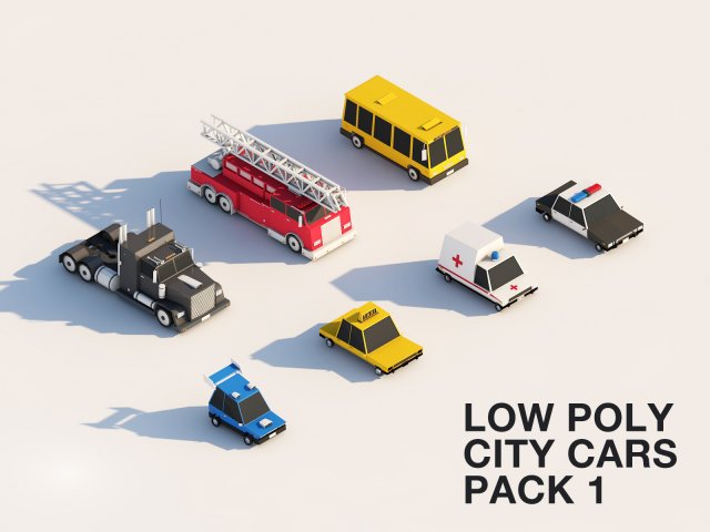 Low Poly City Cars Pack 1 3d Model 3dhunt Co