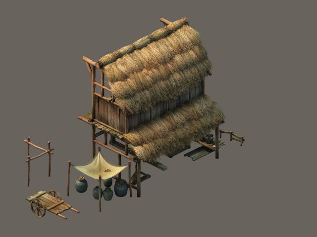 Game model – Small village wooden house 04 3D Model