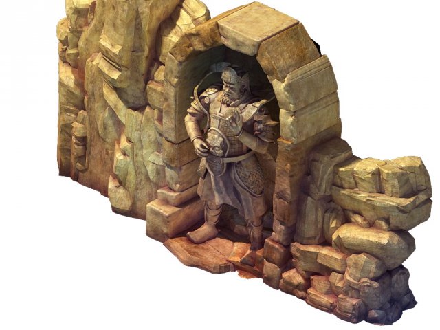 Desert – statue in the stone mountain 01 3D Model