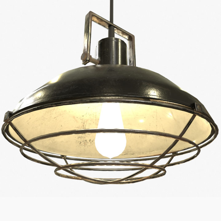 Industrial Overhead Light Game Ready PBR Textures 3D Model