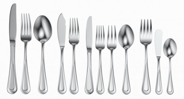 Table Cutlery 12 Items Set 3D Model