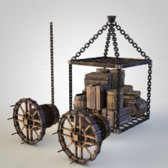 Medieval elevator (Rigged) 3D Model