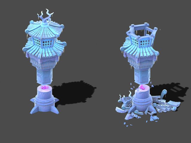 Cartoon sky city – icicle god tower 01 3D Model