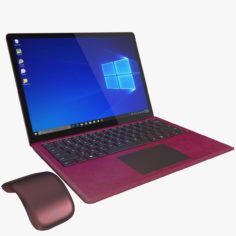 3D Microsoft Surface Laptop Burgundy (Rigged) 3D Model