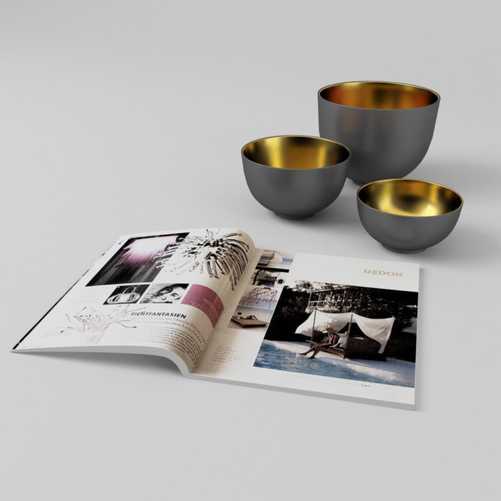 3D Bowls + Magazine 3D Model