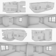Streamline moderne house collection one interior + exterior 3D Model