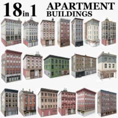 18 In 1 Apartment Buildings Collection 3D Model