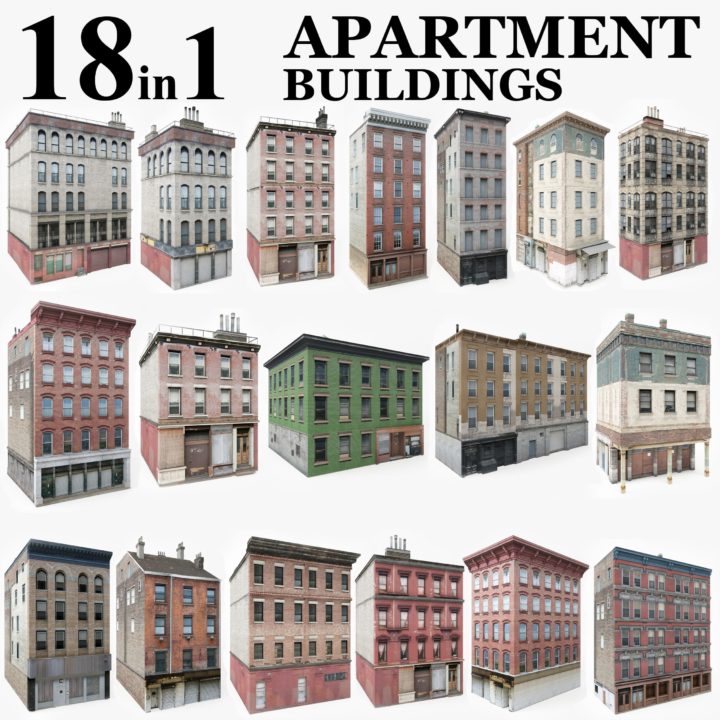 18 In 1 Apartment Buildings Collection 3D Model