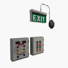 Game props: Exit Light / Control Unit 3D Model