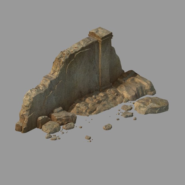 Damaged Mud wall 01 3D Model