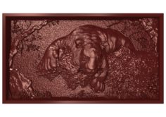 Tiger Bas relief for CNC 3D Model