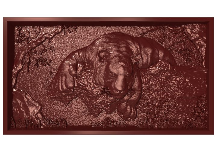 Tiger Bas relief for CNC 3D Model