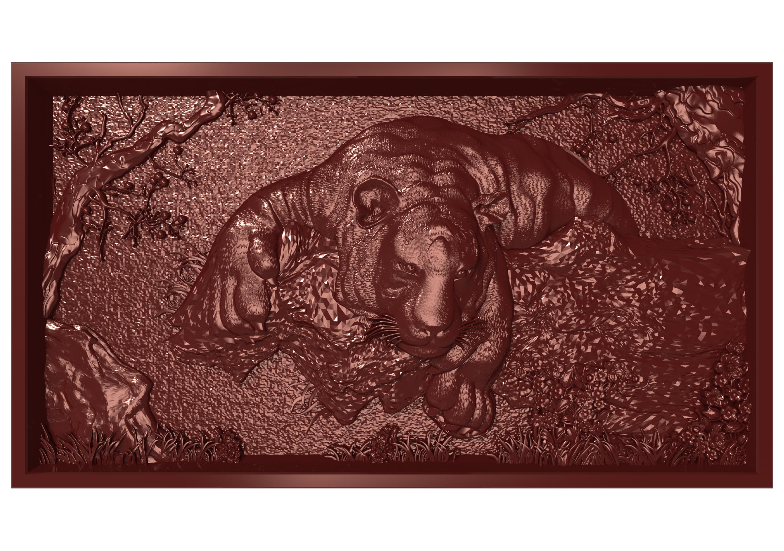 Tiger Bas relief for CNC 3D Model - 3DHunt.co.