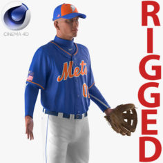 Baseball Player Rigged Mets for Cinema 4D 3D Model