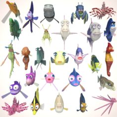 Cartoon Fish Collection model 3D Model