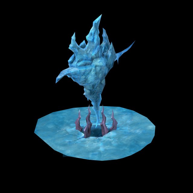 Game Model – snow – ice dragon column 01 3D Model