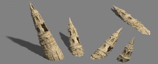 Desert – remains stone pagoda 3D Model