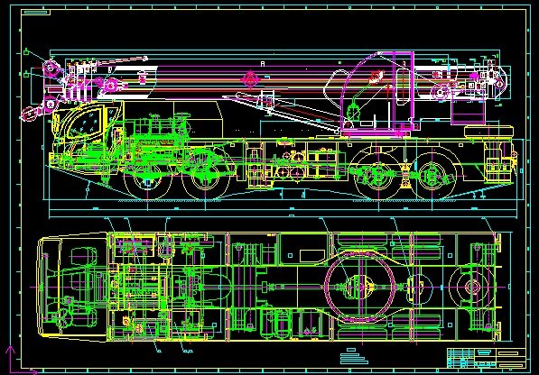 50T Truck Crane Chassis 2D Drawings 3D Model