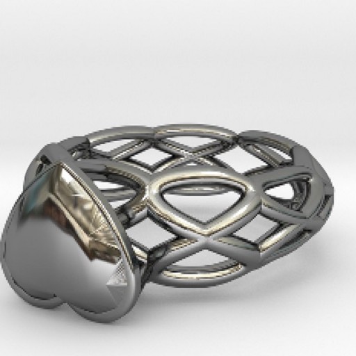 Archytas Curve Ring 17.53mm with Heart Gem 3D Print Model