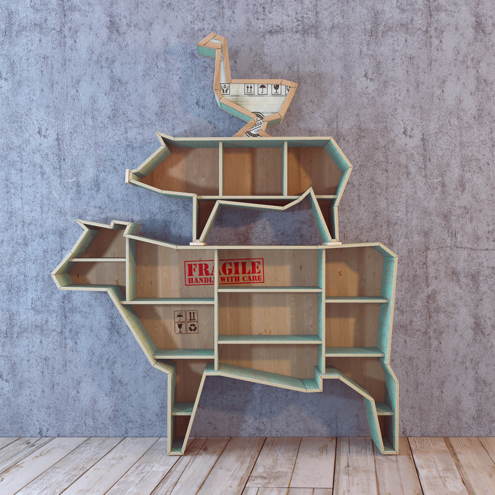Shelving. Seletti. Sending Animals 3D Model
