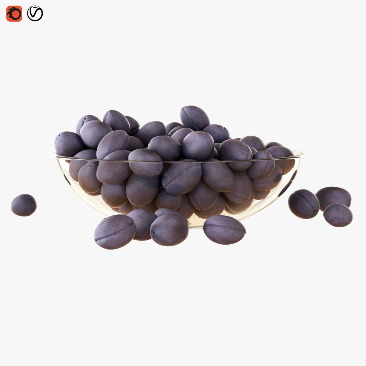 Plums in a vase 3D Model