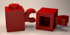 3D LEGO Brick 1×1 with Clip Horizontal thick C-Clip 3D Printable VR / AR / low-poly 3D model 3D Model
