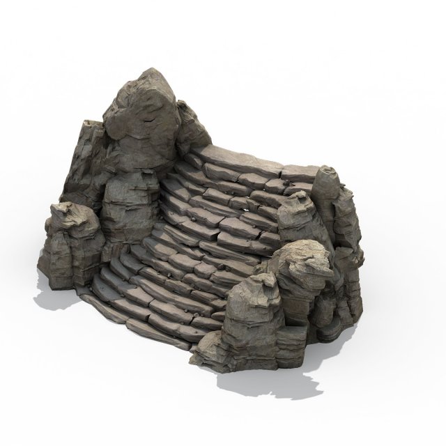 Mountain – terrain stone stairs 06 3D Model