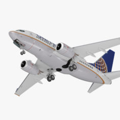 Boeing 737-600 United Airlines Rigged 3D Model