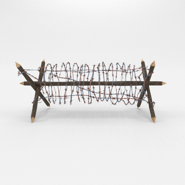 Lowpoly Barb Wire Obstacle 1 3D Model