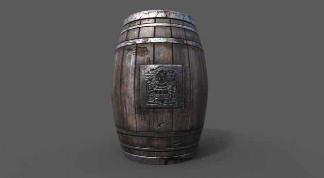 Wooden Barrellowpoly 3D Model