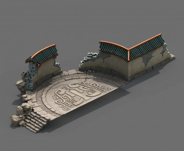 Building – Broken round wall 3D Model