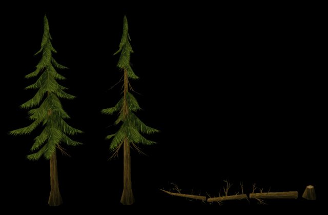 Game Model Arena – bucolic – Conifer 01 01 3D Model