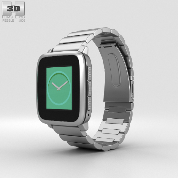 Pebble Time Steel Silver Metal Band 3D Model